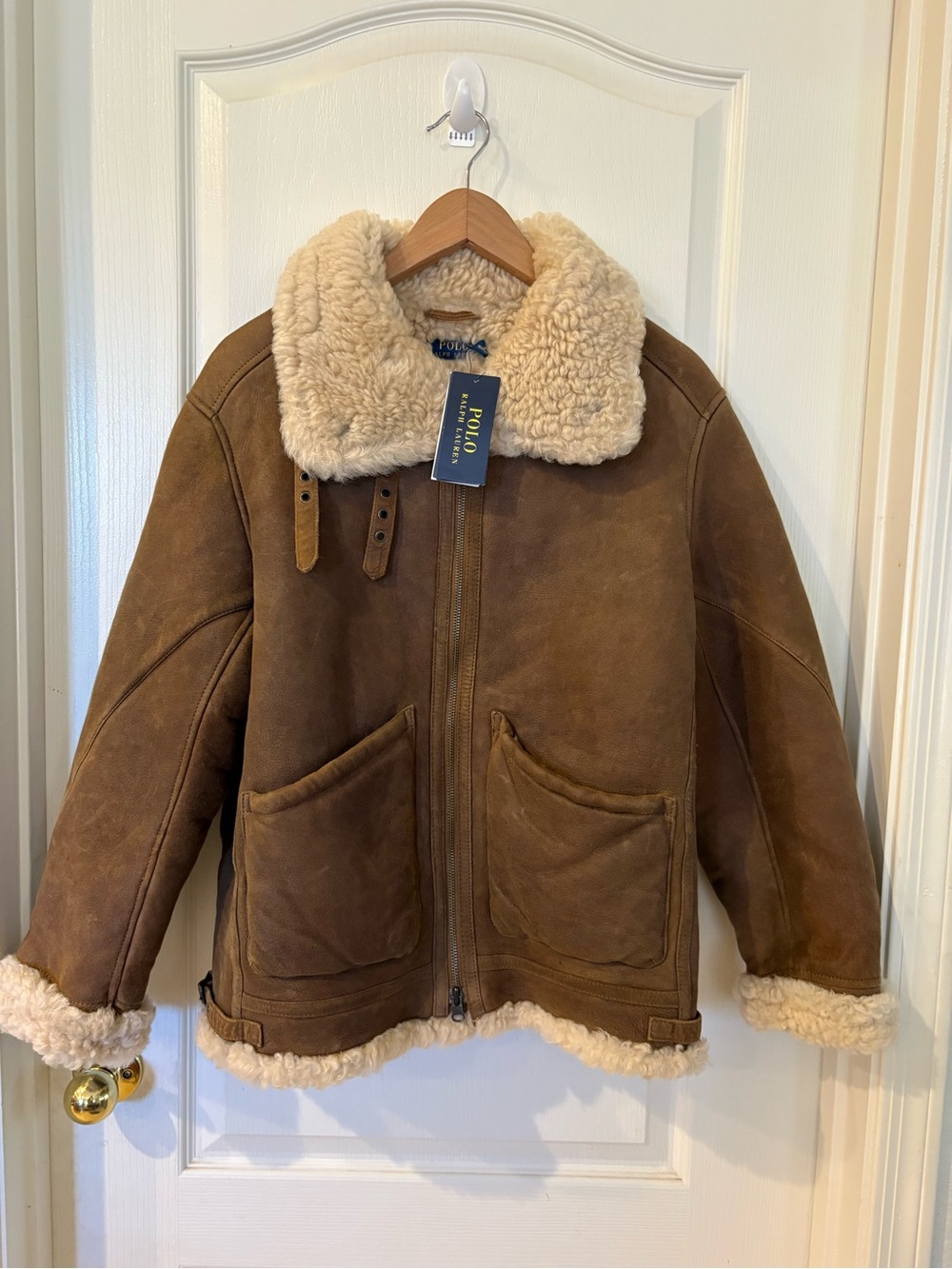 Polo Ralph Lauren Genuine Shearling Sheepskin Jacket – Brown – Size Medium
